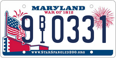 MD license plate 9BI0331
