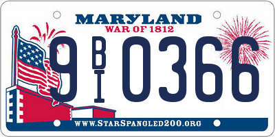 MD license plate 9BI0366