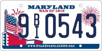 MD license plate 9BI0543