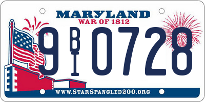 MD license plate 9BI0728