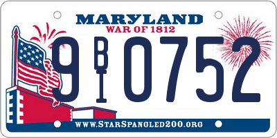 MD license plate 9BI0752