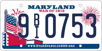 MD license plate 9BI0753