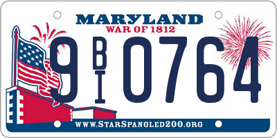 MD license plate 9BI0764