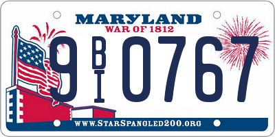 MD license plate 9BI0767