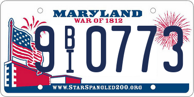 MD license plate 9BI0773