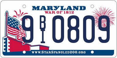 MD license plate 9BI0809
