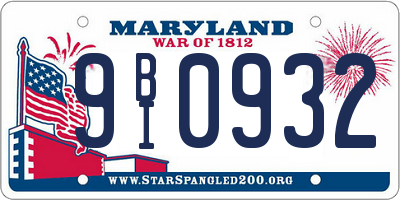 MD license plate 9BI0932