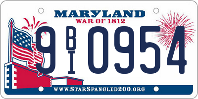 MD license plate 9BI0954