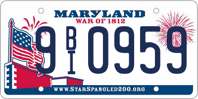 MD license plate 9BI0959