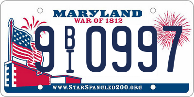 MD license plate 9BI0997