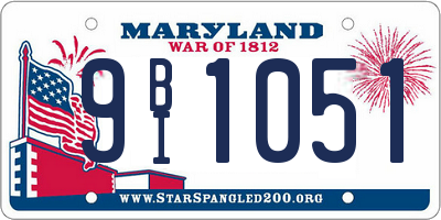 MD license plate 9BI1051