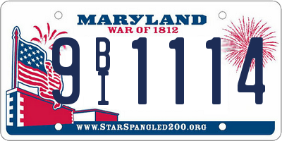 MD license plate 9BI1114