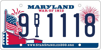 MD license plate 9BI1118