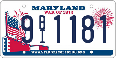 MD license plate 9BI1181