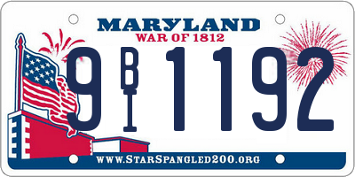 MD license plate 9BI1192