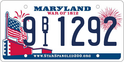 MD license plate 9BI1292