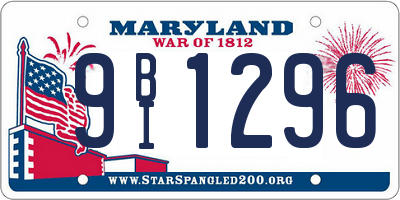 MD license plate 9BI1296