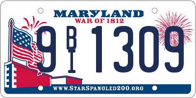 MD license plate 9BI1309