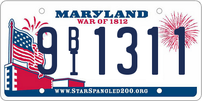MD license plate 9BI1311