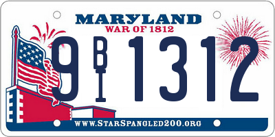 MD license plate 9BI1312