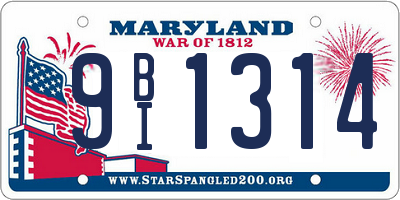MD license plate 9BI1314
