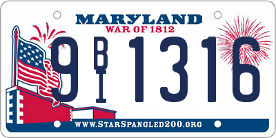 MD license plate 9BI1316