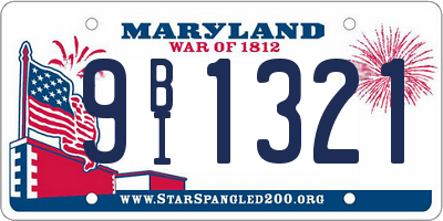 MD license plate 9BI1321