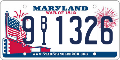 MD license plate 9BI1326
