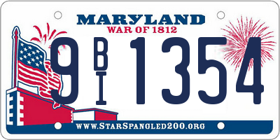 MD license plate 9BI1354