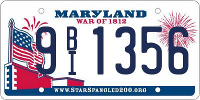 MD license plate 9BI1356