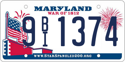 MD license plate 9BI1374