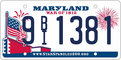 MD license plate 9BI1381