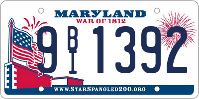 MD license plate 9BI1392