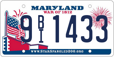 MD license plate 9BI1433