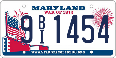 MD license plate 9BI1454