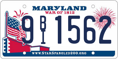 MD license plate 9BI1562
