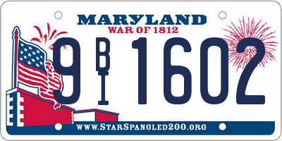MD license plate 9BI1602