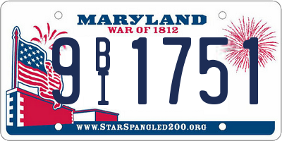 MD license plate 9BI1751