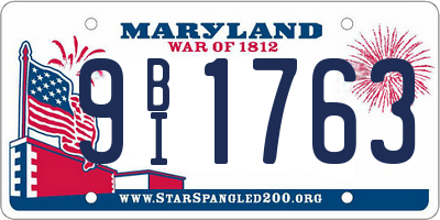 MD license plate 9BI1763