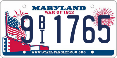 MD license plate 9BI1765
