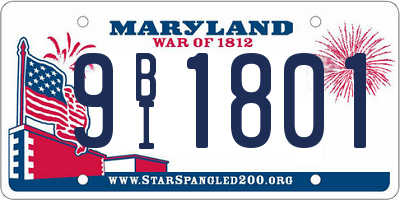 MD license plate 9BI1801