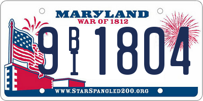 MD license plate 9BI1804