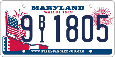 MD license plate 9BI1805