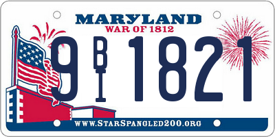MD license plate 9BI1821