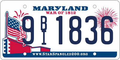 MD license plate 9BI1836