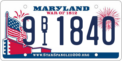 MD license plate 9BI1840