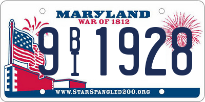 MD license plate 9BI1928