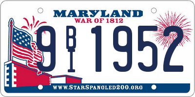 MD license plate 9BI1952
