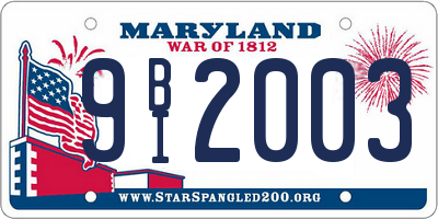 MD license plate 9BI2003