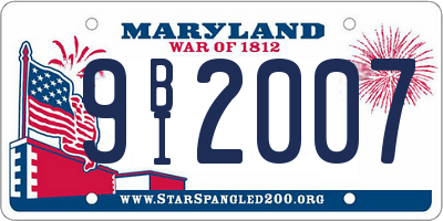 MD license plate 9BI2007